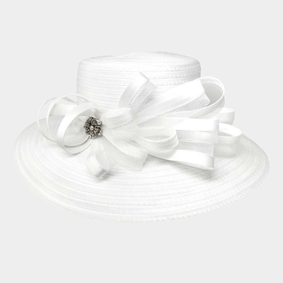 Rhinestone Embellished Dressy Church Hat Kentuckey Derby Hat